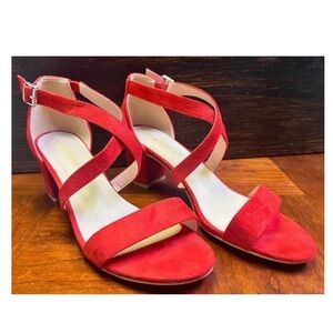 Allegra K Red Suede Heels